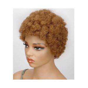 Perruques Perruques Afro Boucl&eacute;es, Perruques Courtes Brunes, Perruques Pixie Blondes Boucl&eacute;es, Cheveux Humains, Fabriqu&eacute;es &agrave; la Machine Perruque dames(Medium Brown) (zhmeiguo222, neuf)