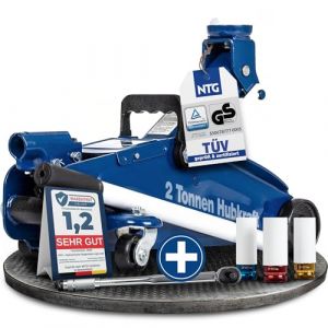 NTG Cric hydraulique - Certifi&eacute; T&Uuml;V - 2 &agrave; 2 000 kg - 130 &agrave; 330 mm - Avec cl&eacute; dynamom&eacute;trique et douilles pour jantes en aluminium (Nutzfahrzeug Technik GmbH, neuf)