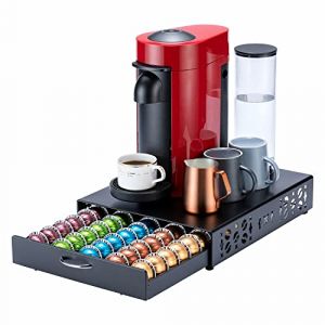 FlagShip Support de capsules pour Nespresso Vertuo - Organiseur de capsules - Design de bar &agrave; caf&eacute; et support pour machine &agrave; caf&eacute; - M&eacute;tal noir (capacit&eacute; de 50 capsules) (FLAGSHIP MOUSE, neuf)