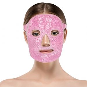 ACWOO Masque Froid pour le Visage, Masque Gel, Masque Yeux Froid, Masque Facial en Gel Réutilisable de Compresse Chaud et Froid, pour Soulager Migraines, Soins des Yeux et Visage (Rose) (AOGOE-EU, neuf)