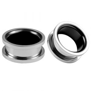 Vankula Ecarteur Oreilles 1 Paire Double &Eacute;vas&eacute; Plug Tunnel Vis en Acier Inoxydable Piercing Bijoux pour Femmes Hommes 8mm(0G) Argent Noir (Vankula, neuf)