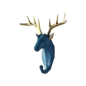 siduytin Crochet de Manteau de t&ecirc;te d'animal Durable pour Suspendre des Vestes, des Sacs et des Accessoires, Crochet de cl&eacute; de t&ecirc;te d'animal en r&eacute;sine, Crochets de Manteau, Bleu r&eacute;tro (cerf) (quoality, neuf)
