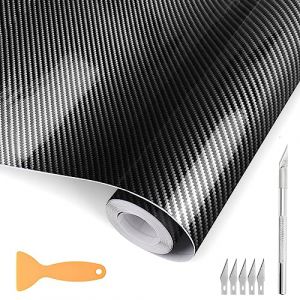 Opaltool Adhésif 6D Fibre Carbone Vinyle, 30 X 300cm Fibre de Carbone Mat Autocollant, Autocollant Carbone Film avec Grattoirs pour Bricolage Intérieur Extérieur Voitures Auto et Moto (raisetty, neuf)