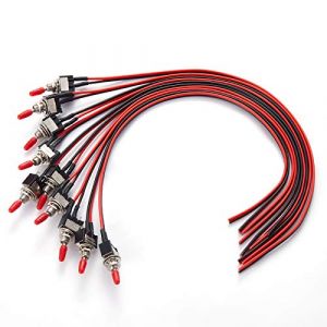 DONJON Interrupteur à bascule,Mini ON/OFF SPST avec 20cm 20AWG fils pré-soudés,3V/5V/12V/24V/72V/220V/240V Interrupteurs à bascule pour lumière,équipement industriel,10 pièces,black (DONJON, neuf)