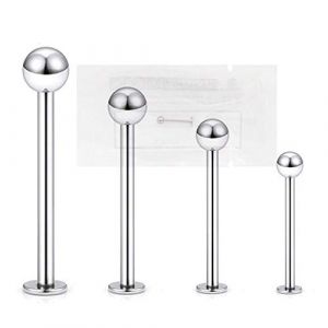 WARRIOR Piercing STÉRILE Labret pour Lèvre Tragus Helix Cartilage Clou d'Oreille en Acier Chirurgical 316L 16G(1,2mm) Boule de 3mm Bijoux de Piercing Corporel PCS-001(6) (Z&Z PUNK SHOPPING, neuf)