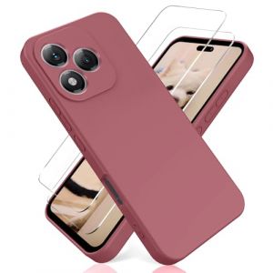 YiKaDa - Coque pour Honor 400 Lite, avec [2 Pièces] Protection d'écran en Verre Trempé, Housse Silicone TPU Liquide - Rose Foncé (Yikada, neuf)