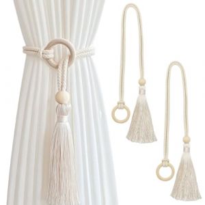 2 Pièces Embrasses À Rideaux Attaches, Pince Rideau, De Rideaux Pour Décoration De Maison Bureau, Boucle Ronde Rideau Strap, Beige (ROBFLOR MARKET CARS, neuf)