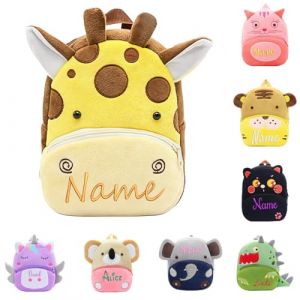 XNBTIM Personnalisable Enfant Cartable Primaire, Personnalisé Broderie Prenom Cartable, S'Applique à Garcon、Fille de Voyage Maternelle Sac, Ecole Cadeau Nursery D'Anniversaire（Girafe） (xunxianshop, neuf)