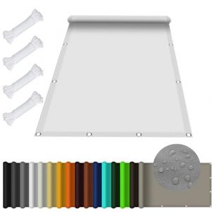 Toile Solaire Voile d'ombrage Rectangulaire 1.2 x 3.6 m Imperméable Protection UV 98% Toile Ombrage Exterieur pour Pergola avec Oeillets et Cordons pour Patio Jardin Terrasse, Blanc (KOUDU Store, neuf)