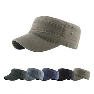Joligiao Casquettes Unisexe Casquette Militaire dans Chapeau Lav&eacute; Cru R&eacute;glable Unisexe Casquette Couleur Unie Voyages Cap b&eacute;ret (Julioo, neuf)