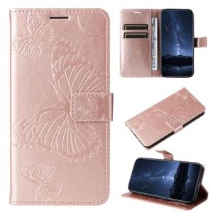 DENDICO Coque pour Huawei Honor Magic6 Lite 5G / Honor X50 5G / Honor X9b, Papillon Imprim&eacute; Housse en Cuir PU Magn&eacute;tique Portefeuille, &Eacute;tui &agrave; Rabat pour Huawei Honor Magic6 Lite 5G / X50 5G, Or Rose (DENDICO, neuf)