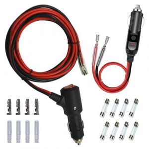 GTIWUNG Prise Allume Cigare, Voiture Allume Cigare Socket Mâle, DC 12V 24V Adaptateur Mâle pour Allume-Cigare avec Câble D'alimentation 16AWG 210CM, avec Interrupteur (GTIWUNG-FR, neuf)