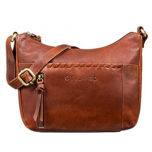 STILORD 'Nia' Femme Sac &agrave; Bandouli&egrave;re Petit Cuir Sacs &agrave; Main Femmes Vintage Sacoche &Eacute;l&eacute;gant Besace Handbag Women en Cuir Authentique, Couleur:porto - cognac (STILORD Cuir, neuf)