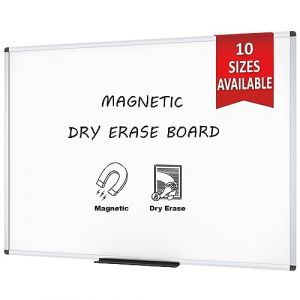 VIZ-PRO tableau blanc magnétique avec cadre en aluminium et porte-marqueurs, effaçable à sec, 150 x 120 cm, idéal pour bureau, école et maison (AUCS, neuf)