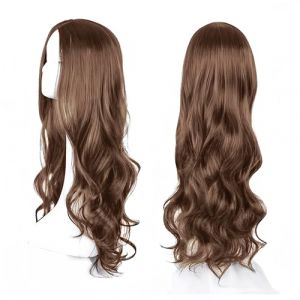 SDXCJY Perruque ondul&eacute;e pour femme et fille - Longue perruque boucl&eacute;e et compl&egrave;te - Cheveux synth&eacute;tiques ch&acirc;tain clair de 68 cm de long - Parfaite pour les f&ecirc;tes cosplay et un usage quotidien (ch&acirc;tain (Sidousm, neuf)