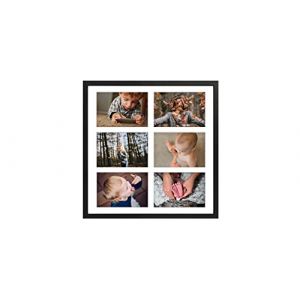 aFFa frames Tisar 40x40 cm Cadre photo en bois avec verre synth&eacute;tique incassable multi-vues Cadre Multi Photo avec Passe-Partout 6 ouvertures pour 6 images 10x15 cm Noir (88) (aFFa frames, neuf)