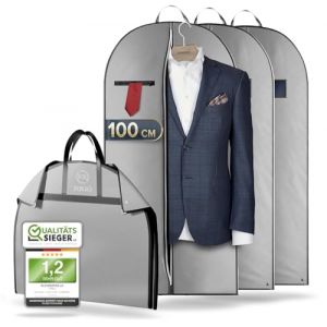 FiRiO 3 x Premium Housse Costume Voyage Pliable I MATÉRIEL JUSQU'À 50% Plus ÉPAIS I Porte Housse Costume Homme I Housse Vetement Voyage I Housse Vetements à Suspendre I Housse Chemise I 100x60cm (RIC-TECH FRANCE, neuf)