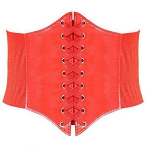 HANERDUN Ceinture Corset pour Femme Cuir Corset &agrave; Lacets Ceinture &Eacute;lastique Ceinture R&eacute;tro Cinch Quatre Tailles - Rouge - Taille XL (AYOZI, neuf)