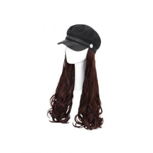 Healvian Postiche Longue Boucl&eacute;e Bonnet Chapeau Int&eacute;gr&eacute; Marron Clair Large Taille Postiche Synth&eacute;tique Femme Carnaval Cosplay Mariage (Pxinyao, neuf)