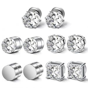 Exbrith 5 Paires Boucle D'Oreille Clip Non Piercing, Clips D'Oreilles Magnétiques À La Mode, Clips D'Oreilles Magnétiques En Zircone, Pince oreilles magnétique, Les Fêtes Et Les Activités Quotidiennes (Exbrith, neuf)