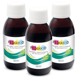 PEDIAKID - Sirop Nausées-vomissements mal des transports - Complément alimentaire à base de plantes - Confort digestif - Contre les nausées & vomissements - Goût citron - Lot de 3 Flacons de 125 ml (Parabio Santé, neuf)