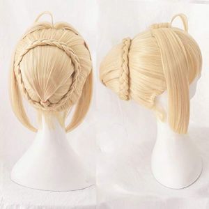 Perruque Cosplay Destinée / Nuit Rester Arturia Pendragon Sabre Perruque Blonde Stylisée Coiffure Haute Coiffure Cosplay Perruques complètes + Bonnet de perruque comme sur la photo (GUANBAIJI1982, neuf)