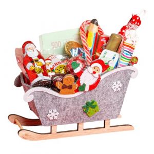 Onza Coffret cadeau de chocolats de No&euml;l. Cadeau original de chocolat &agrave; offrir pour No&euml;l. Traineau P&egrave;re No&euml;l rempli de chocolats, Pralines &agrave; offrir, pi&egrave;ces en chocolat et bonbons (Gris) (Onza, neuf)