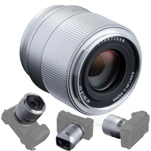 TTArtisan Objectif 56 mm F1.8 pour autofocus E-Mount APS-C A5000 A6500 A6600 NEX-3 NEX-3N NEX-7 NEX5 CA7 A7I A7R A7S A7SI A7SII A9 et plus encore (argent) (Lookingsky, neuf)