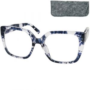 Mini Brille - Lunettes de Lecture Papillon Rectangulaire Rectangulair, Boite Inclus, Oversize Épaisse Monture en Plastique (Léopard laiteux), Lunette Loupe Femme +2.5 Dioptrie (Mini Brille, neuf)