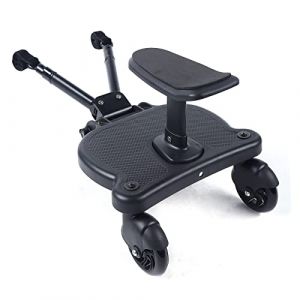 Qussse Buggy Board Poussette universelle 2 en 1 avec siège Marchepied Kiddyboard 360° Planche à roulettes à deux roues pour enfants de 3 à 7 ans 25 kg (LIXINWS, neuf)
