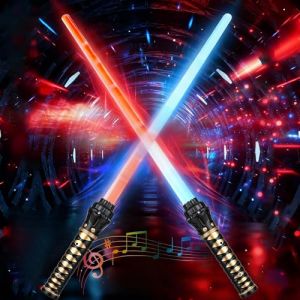 Ambesty 2 Pi&egrave;ces Sabre Laser Star Wars, 15 Couleurs Lightsaber avec Effets sonores FX, 2 en 1 Sabre Laser Lumineux, Jouets Sabre Laser pour Adulte Enfant Cosplay F&ecirc;te Halloween No&euml;l (FLOVOCO, neuf)