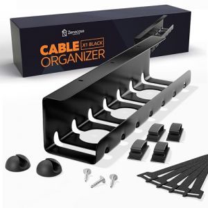 Chemin de Cable Bureau - Passe Cable Bureau en Acier - Montage Rapide et Facile - Cache Cable - Cable Management Solide et Pratique 5kg Max, Noir (BMS France, neuf)