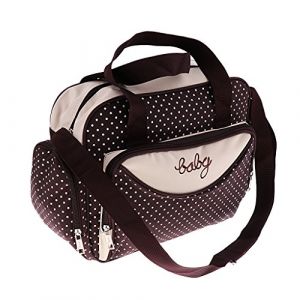 Toygogo Sac De Maternité pour Maman Sac à Langer pour Bébé Sacs à Main d'allaitement Multifonctions à Pois - Petite Brun (praskueu, neuf)