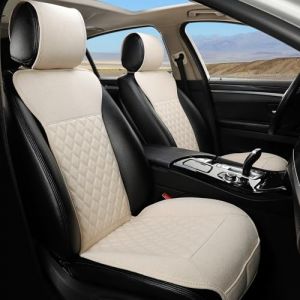 GIANT PANDA Lot de 2 Housses de si&egrave;ge de Voiture en Lin - Respirantes et Douces - Protection des si&egrave;ges Avant - Ajustement Universel pour 90% des Voitures, SUV et camions - Motif Losanges - Beige (WMGoods, neuf)