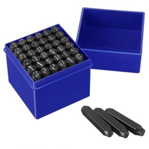 Gueenky 36 Pièces Lettres et Chiffres à Frapper, 8mm Poinçon Lettre Metal, A-Z et 0-9 Lettre a Frapper Metal, Chiffre à Frapper pour Estampage Métal Plastique Bois Cuir (FishTower, neuf)