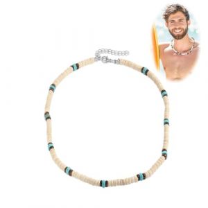 XENQITO 1 Pièces Bijoux Homme, Collier Surfeur Homme, Collier Perle Homme, Collier Perle Homme, Surfer Collier Avec Des Perles De Noix De Coco Bijoux, Surfer Chaîne En Bois Perles Imperméable À L'Eau (WANG JINGNAN STORE, neuf)