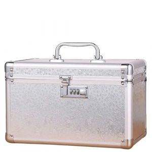 Boîte de maquillage de beauté, étuis à cosmétiques professionnels d'artiste, boîte à outils multicouche de maquillage, organisateur de rangement, sac de valise Pour Fournitures D'ongles(Silver) (fengqiuchailuo, neuf)