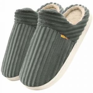 TOMEEK Pantoufles Femme en Peluche Hiver Chaussons Femme Chauds Doux et L&eacute;gers pour la Maison Chausson Plats pour Invit&eacute;s Chaussons Doudou(Gris,36-37) (Pingoo, neuf)