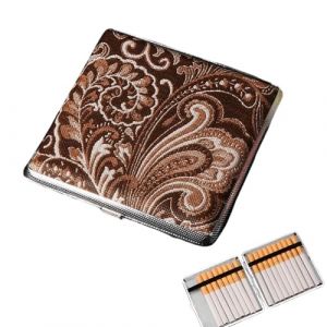 QOWIJEX 1 Pi&egrave;ce Porte-Cigarettes Femme Etui Boite a Cigarettes Porte Cigarette Femme en Aluminium Paquet de Cigarettes Fermeture Aimant&eacute;e (Marron) (liangyunuo, neuf)