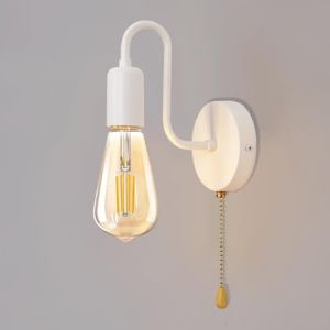 ANKBOY Applique Murale Intérieure Lampe murale Interieur avec Interrupteur à Tirette Blanc Lampe murale Chambre E27 Industriel Métal Luminaire Mural pour Couloir Salon Cuisine (VOMI-FR, neuf)
