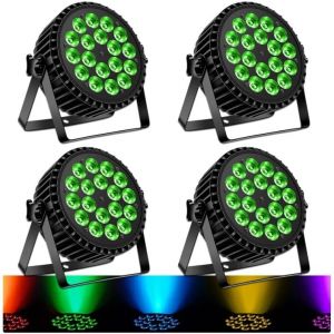 DELIBANG LED Par Projecteur 200W 18 LED Lumière de scène Lumière de discothèque 8CH Par LED Lumière RGBW DMX Strobe Sound Mode actif Eclairage DJ Effet de lumière pour show Bar KTV Party Halloween 4pc (Top-Uking Headlights, neuf)