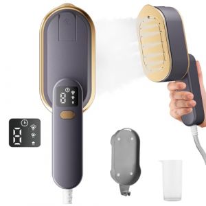 Fer &agrave; vapeur de voyage avec &eacute;cran LCD, 10S, chauffage rapide, 2000 W, avec poign&eacute;e rotative &agrave; 180&deg;, d&eacute;froisseur portable, 3 niveaux de vapeur pour les voyages, la maison, le bureau (Gris) (Lizontstre, neuf)