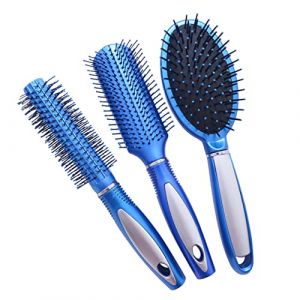 FRCOLOR 3 Pièces accessoires pour cheveux presure massage accesoires cosymoo comb shampooing brosse à cheveux barrettes pilet Hommes peigne à cheveux peigne à cheveux bouclés Blue (Laners, neuf)