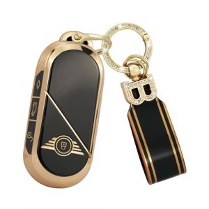 ontto Coque de protection pour clé de voiture porte-clés en TPU pour Mini Cooper One Countryman U25 F65 F66 F67 Covertible J01 J03 J05 Aceman 2023-2025 Étui à clé-A noir (Ontto, neuf)
