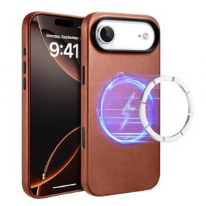 ICARER Coque en Cuir pour iPhone Air 6,5 (2025), Cuir Authentique V&eacute;ritable &Eacute;tui Housse [Anti-Doigt] [Anti-Rayures] [Charge sans Fil] Housse de Protection Arri&egrave;re pour iPhone Air 6,5-Marron (BaiNuo UK, neuf)