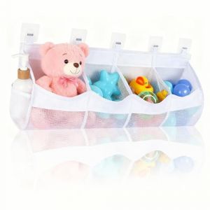 SJACXANM Rangement Jouet Bain, Filet Jouet Bain Avec 4 Compartiments, Rangement Baignoire, Sac De Rangement Pour Baignoire, Fix&eacute; Au Mur Maille Vidange Pour Les Baignoires De Salle De Bain (Blanc) (BIABRSCAT S.R.L., neuf)