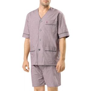 El Búho Nocturno Pyjama Homme Été Court Judo Popeline à Carreaux Pyjamas pour Hommes, 60% Coton, 40% Polyester, Rouge 4541, M (El Búho Nocturno, neuf)