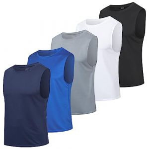 HUAKANG 5 Pack Debardeur Homme Sport Tee Shirt sans Manche Homme Séchage Rapide pour Running Gym Fitness Musculation (MARNAULA UK LTD, neuf)