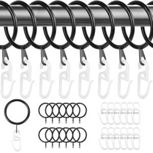 Anneau Rideau Douche, Lot de 30 Anneaux et Crochets pour Rideaux en m&eacute;tal, 37mm Anneaux Silencieux pour tringles &agrave; Rideaux, Anneaux de Suspension pour Rideaux de Douche, tringles &agrave; Rideaux et Rideaux (SENXING UOH LTD, neuf)