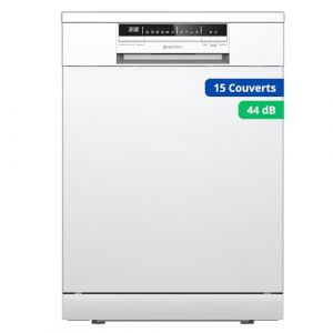 GEDTECH Lave-vaisselle GLV1544WH 15cv - Tiroir à couverts - 44 dB - Très silencieux - Départ Différé - Eco - Intensif - Rapide – Faible conso - Classe C - Blanc - Protection enfant (THE BEST PRICE, neuf)